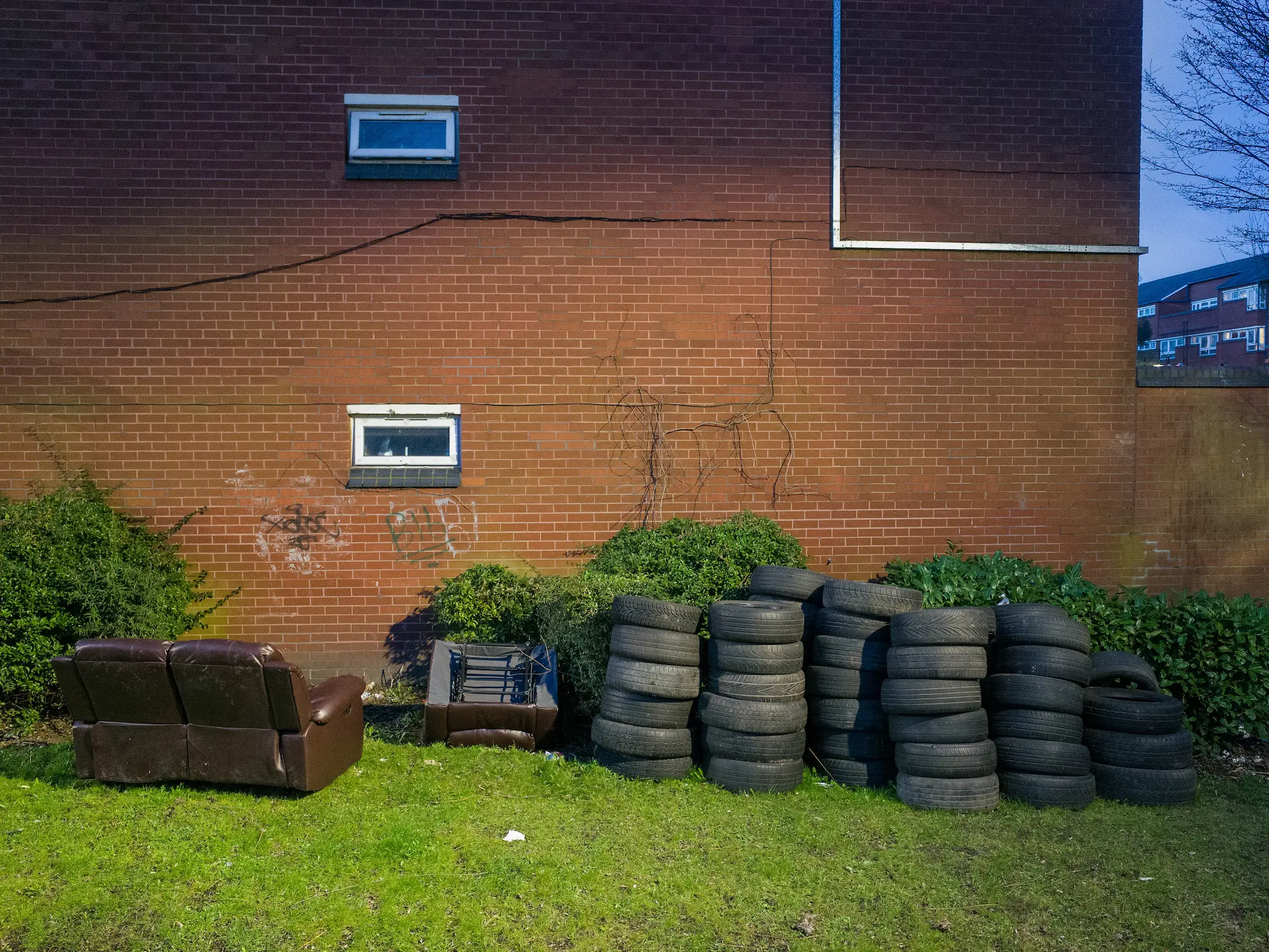 A big sofa leave upside down in street
