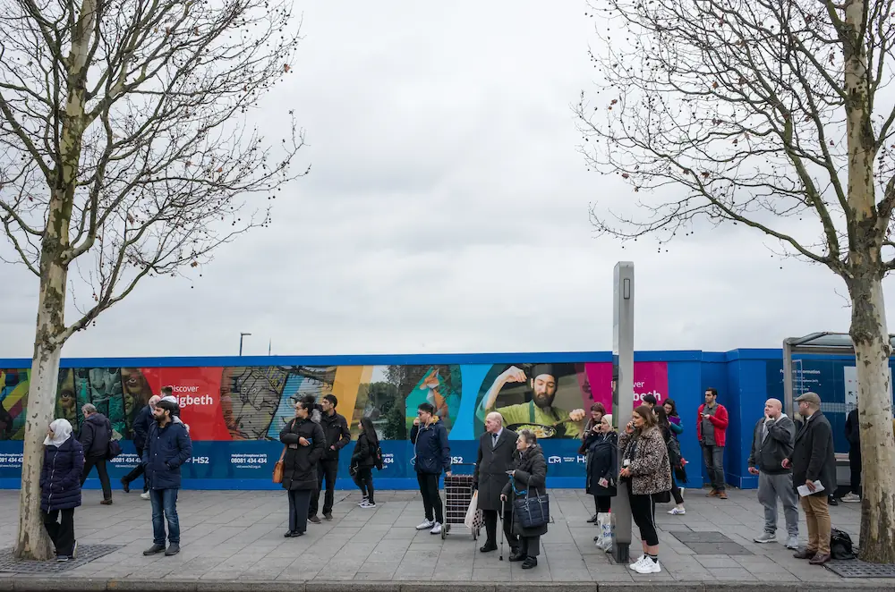 a couple walking in the city center